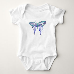 Body Papillon bleu aquarelle Aqua violet
