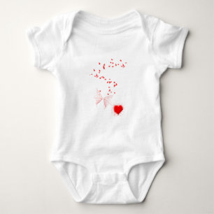Body Papillon et Coeur aux oiseaux rouges