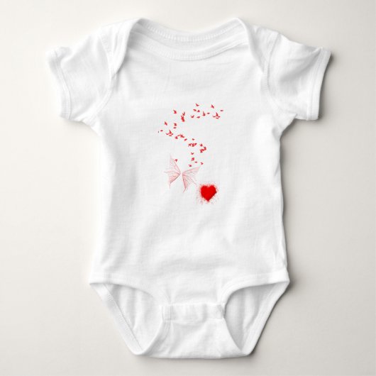 Body Papillon et Coeur aux oiseaux rouges (Devant)
