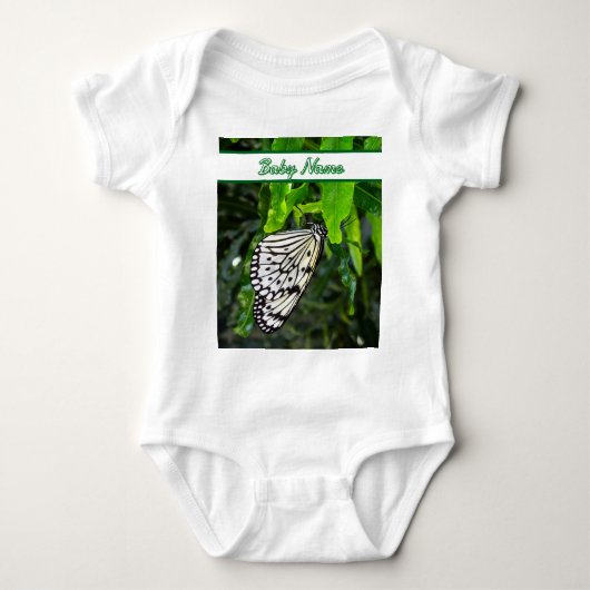 Body Papillon noir et blanc sur Green Custom Name (Devant)