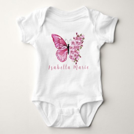 Body Papillon rose Nom personnalisé Morden mignon (Devant)