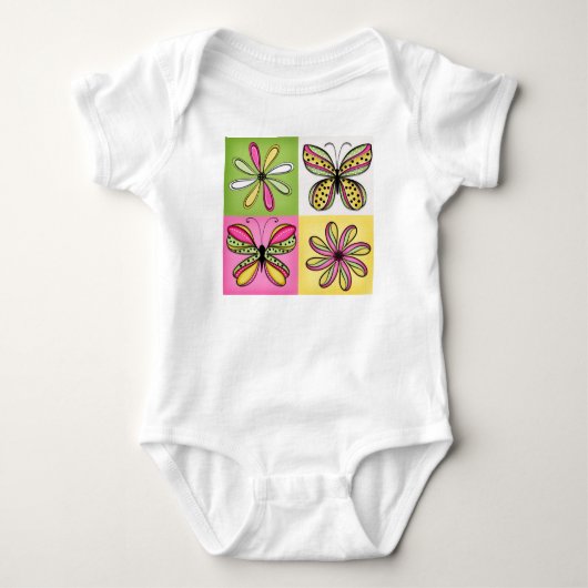 Body Papillons et fleurs Pop Art (Devant)