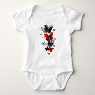 Body Papillons noirs et rouges volants