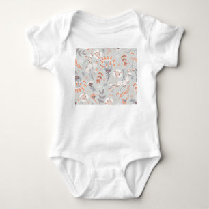 Body Pastel Grey Orange Floral : Élégance Vintage