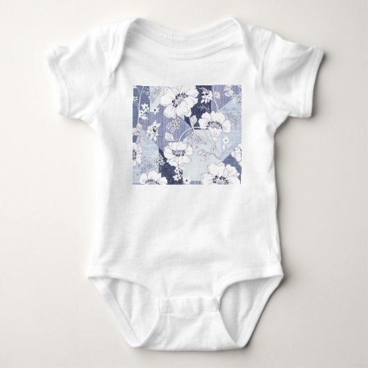Body Patchwork de fleur de denim, motif sans soudure. (Devant)
