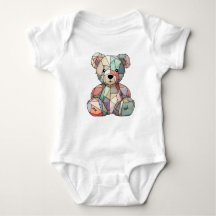 Patchwork Style bébé Ours et coeur Motif