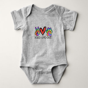 Body Peace Love Chiens Paws Tie Dye Rainbow Animal Resc