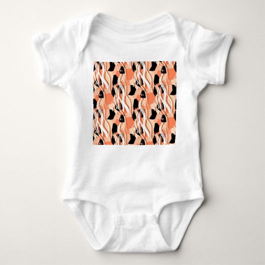 Body Pêcher noir blanc Motif Abstrait. (Devant)