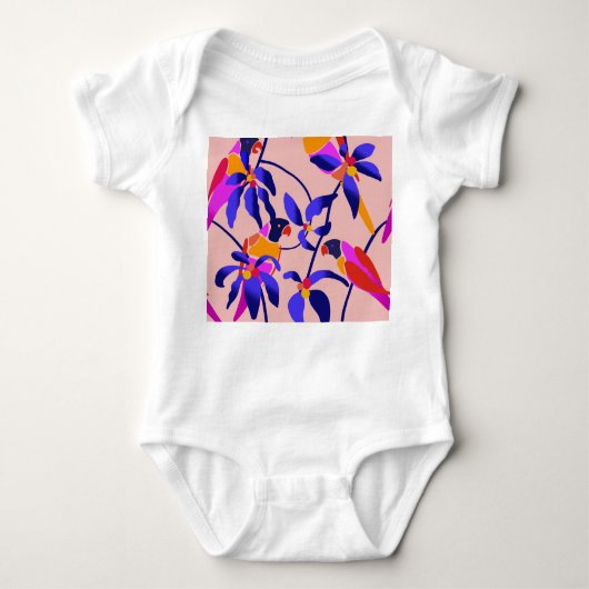 Body Perroquets Vintages roses : Illustration Exotique  (Devant)