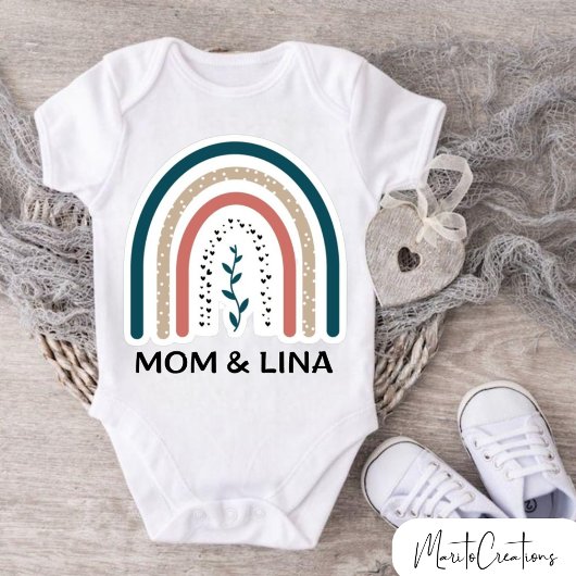 Body Personalized baby bodysuit with rainbow design