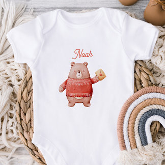 Body Personalized Teddy Bear Baby Bodysuit with Love Le