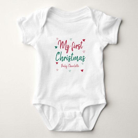 Body personnalisé pour bébé Nom 1er jour de Noël (Devant)