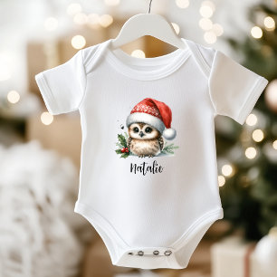 Body Petit Chouette de Noël Nom de la garde du bébé