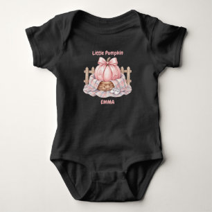 Body Petit Citrouille Rose Personnalisé Aquarelle