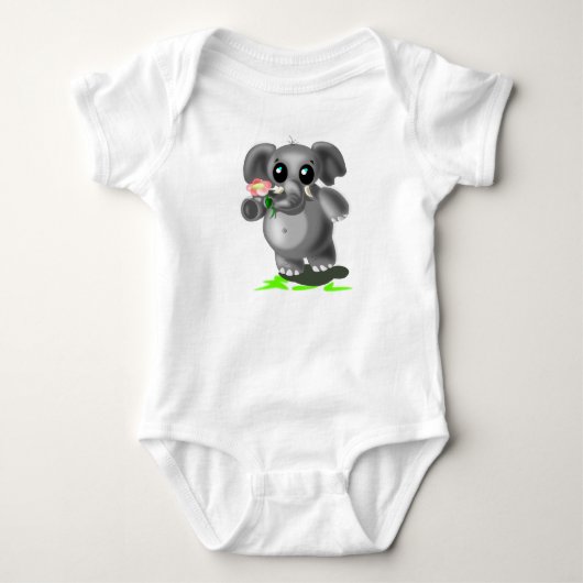 Body Petit éléphant aux fleurs Bébé Bodysuit (Devant)