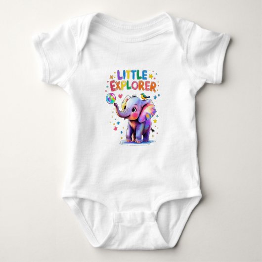 Body Petit Explorateur Style Crayon Éléphant Bébé (Devant)