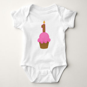 Body Petit gâteau rose de premier anniversaire
