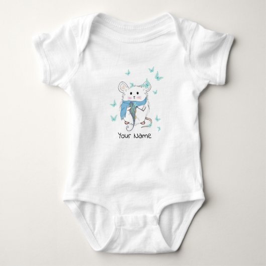 Body Petit Hamster Mignon & Papillons Sur-Mesure (Devant)