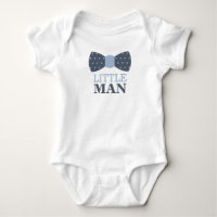 Petit Homme Bow Cravate Baby Bodysuit en Marine et