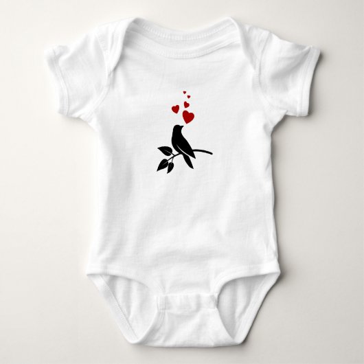 Body petit oiseau avec des coeurs (Devant)
