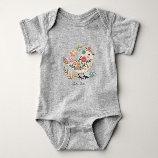 Body Petit Oiseau Quitte Fleurs Rose Baby Bodysuit (Devant)
