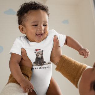 Body Petit ours en casquette de noël, personnalisable