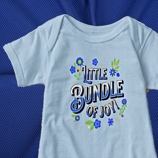 Body Petit paquet de joie avec fleurs bleu pour garçon