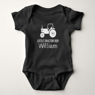 Body Petit tracteur garçon blanc vert personnalisé bébé