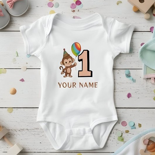 Body Petits singes enfants 1er anniversaire Personnalis