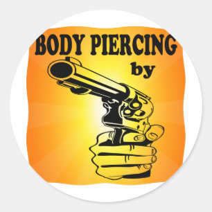 Body Piercing door ..... PISTOOL Ronde Sticker