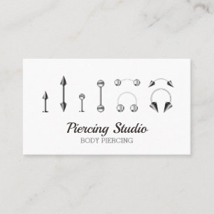 Body Piercing Studio Sterling Silver Jewelry Visitekaartje