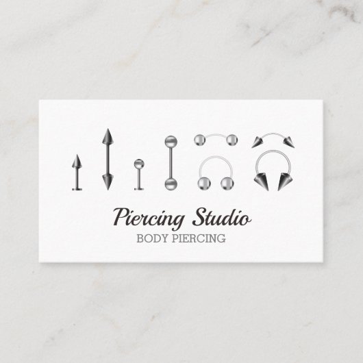 Body Piercing Studio Sterling Silver Jewelry Visitekaartje (Voorkant)