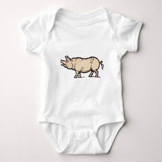 Body Pig Antique Piggy Cute Illustration Vintage (Devant)