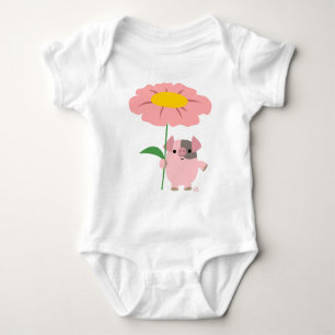 Body Piggy avec un cadeau (fille) bébé rameper