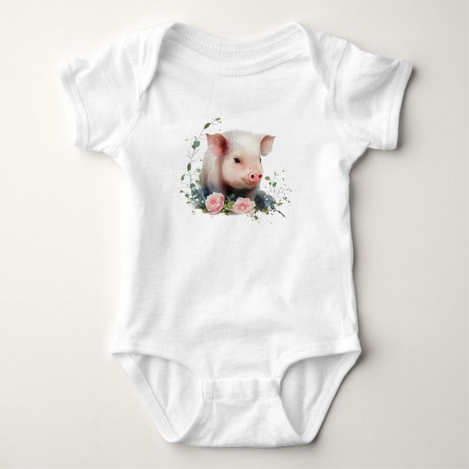 Body Piglet bébé doux avec fleurs (Devant)