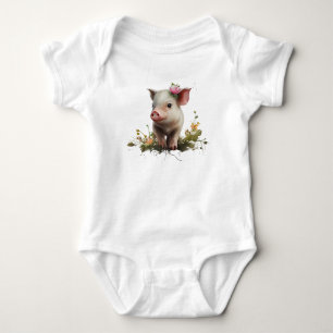 Body Piglet bébé mignonne avec fleurs