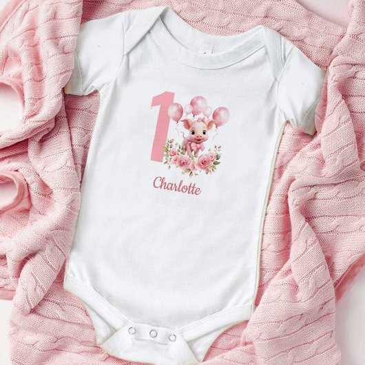 Body Pink mignon fille 1er Anniversaire bébé complet