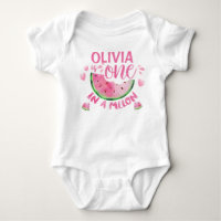 Pink One In A Melon 1st Birthday Baby Bodysuit