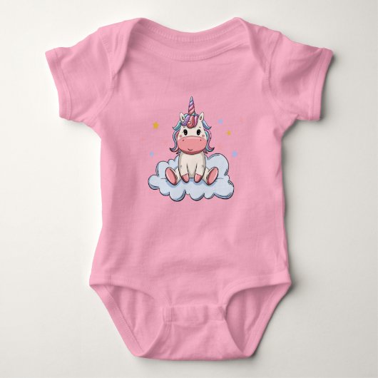 Body Pink Pastel Unicorne sur un nuage (Devant)