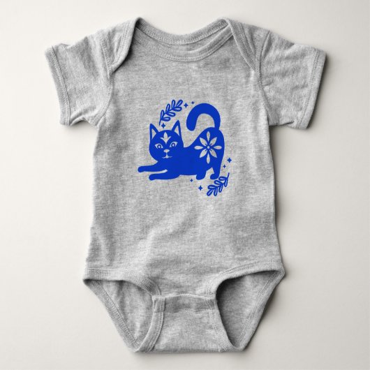 Body Playful Blue Cat Baby Bodysuit – CozyBun (Devant)