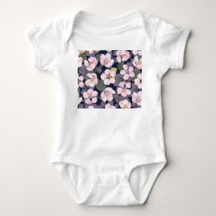 Body Pomme en fleurs : Aquarelle bleu foncé