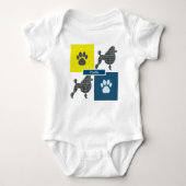 Body Poodle Silhouette Chien & Paw Yellow & Blue Grid (Devant)