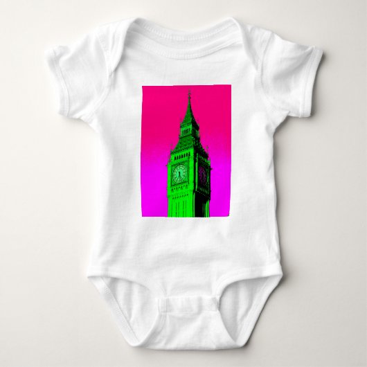 Body Pop Art Big Ben Londres Voyage rose Vert (Devant)