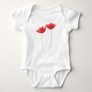 Body Populations rouge floral aquarelle été bébé bodysu