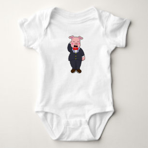 Body Porc comme marié avec costume et cravate