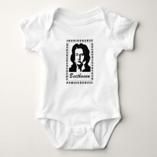 Body portrait de Beethoven avec cadre de clé de piano