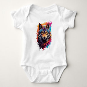 Body Portrait de Loup Coloré Art Animalier Abstrait-876