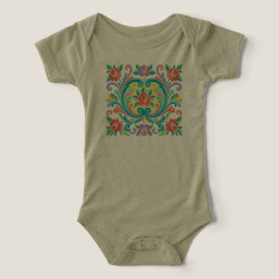 Body pour bébé en art floral Rosemaling norvégien