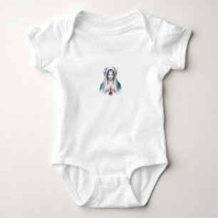 Body Praying Virgin Mary Watercolor – Blue & Pink Moder