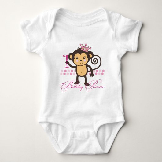 Body Premier anniversaire Singe Princesse Chemise (Devant)